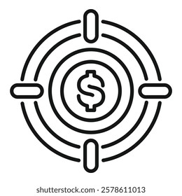 Business concept icon of a businessman focusing on a financial target, aiming for success in his investments