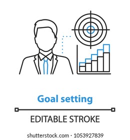 Business concept icon. Goal setting idea thin line illustration. Vector isolated outline drawing. Editable stroke