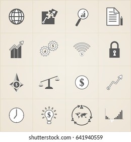 Business concept icon set include tools with dollar sign