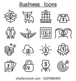 Business concept icon set in thin line style