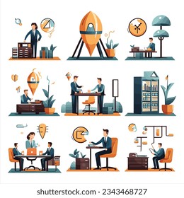 Business Concept icons, set of  Business Concept  bundle and elements, isolated on white background, vector illustration.