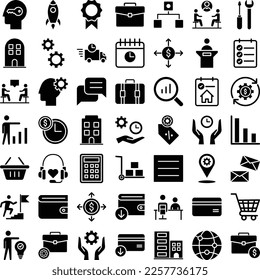 Business Concept icons set, management vector set, business management collection, business icons set, finance icons collection, management pack, Business 
 glyph icons set