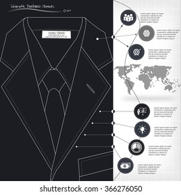 Business Concept Icons with Suit, Infographic Business Elements, vectors illustrations