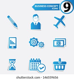 Business concept icons,Blue version vector