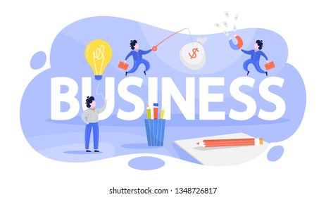 Business concept. Idea of project and workflow. Finance investment and achievement. Vector illustration in cartoon style