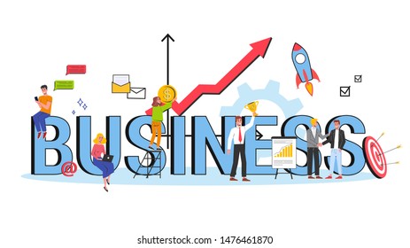 Business concept. Idea of strategy and achievement in teamwork. Target and key to success. Brainstorm and strategy. Isolated vector illustration in flat style