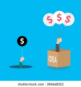 Business concept, idea to success, vector