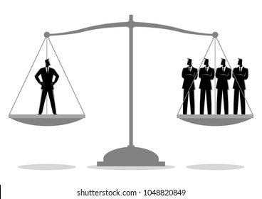 Business concept illustration of a businessman equal as four businessmen, efficiency concept