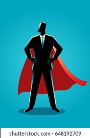 Business concept illustration of a businessman as a superhero