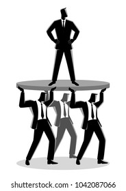 Business concept illustration of a businessman supported by business colleagues