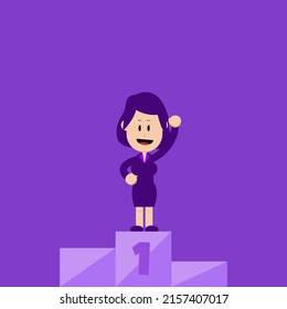 Business concept illustration. A businesswoman ranks first in business and career. Suitable for business illustration