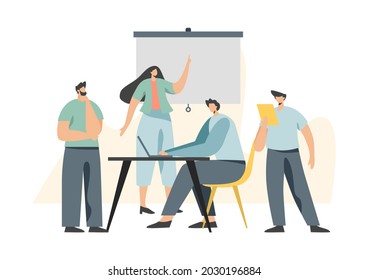 business concept illustration Collection of scenes with men and women working in business activities, modern vector style.