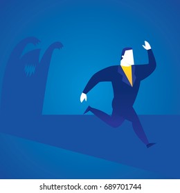 Business concept illustration of a phobia and pessimist attitude