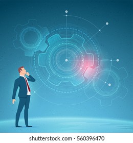 Business concept illustration. Problem solutions and repair and maintenance services. Elements are layered separately in vector file.