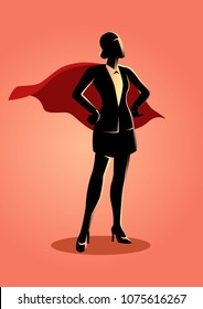 Business concept illustration of a super businesswoman