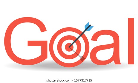 Business concept illustration, Target with an arrow, hit the target, goal achievement