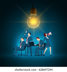 Business concept illustration. Business team working. Elements are layered separately in vector file. 