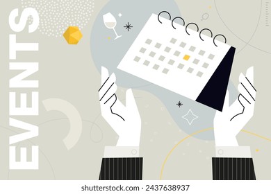 Business concept illustration. Vector illustration of event, schedule, calendar, organizer. Creative concept for web banner, social media banner, business presentation, marketing material. 