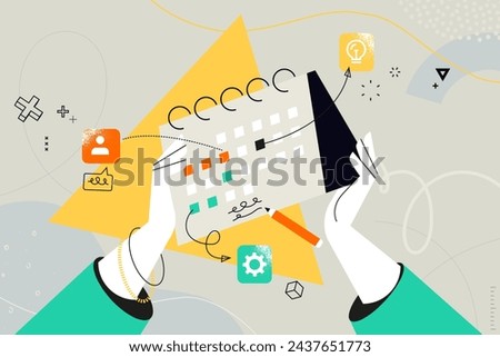 Business concept illustration. Vector illustration of event, schedule, calendar, organizer. Creative concept for web banner, social media banner, business presentation, marketing material. 
