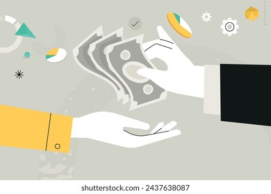 Business concept illustration. Vector illustration of payment, finance, banking, earnings. Creative concept for web banner, social media banner, business presentation, marketing material. 