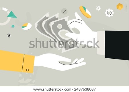 Business concept illustration. Vector illustration of payment, finance, banking, earnings. Creative concept for web banner, social media banner, business presentation, marketing material. 