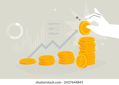 Business concept illustration. Vector illustration of profit, investment, capital increase, finance. Creative concept for web banner, social media banner, business presentation, marketing material. 