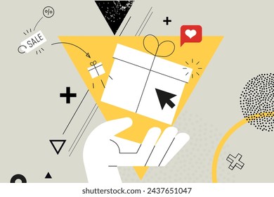 Business concept illustration. Vector illustration of shopping, delivery, tracking, shipping Creative concept for web banner, social media banner, business presentation, marketing material.