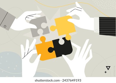 Business concept illustration. Vector illustration of teamwork, business solutions, marketing. Creative concept for web banner, social media banner, business presentation, marketing material. 