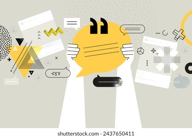 Ilustración de concepto de negocio. Ilustración vectorial de testimonio, revisión, calificación, comentario, medios sociales. Concepto creativo para banner web, banner de redes sociales, presentación de negocios, marketing.
