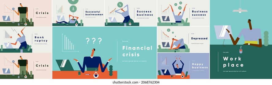 Business Concept illustrations. Big set. Collection of vector illustrations. Simple, flat design. Patterns and backgrounds. Perfect for poster, cover, banner.