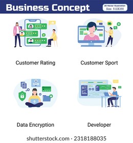 Business Concept illustrations. Concepts are easy to edit, and a Collection of scenes with men and women taking part in business activities e-commerce. Vector illustration.
