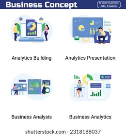 Business Concept illustrations. Concepts are easy to edit, and a Collection of scenes with men and women taking part in business activities e-commerce. Vector illustration.