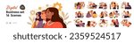 Business Concept illustrations. Mega set. Collection of scenes with men and women taking part in business activities. Vector illustration