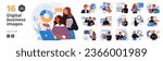 Business Concept illustrations. Mega set. Collection of scenes with men and women taking part in business activities. Vector illustration