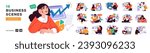 Business Concept illustrations. Mega set. Collection of scenes with men and women taking part in business activities. Vector illustration