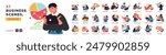 Business Concept illustrations. Mega set. Collection of scenes with men and women taking part in business activities. Vector illustration