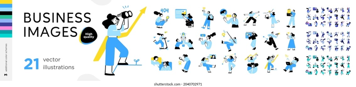 Business Concept illustrations. Mega set. Collection of scenes with men and women taking part in business activities. Vector illustration - Shutterstock ID 2040702971
