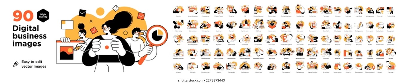 Business Concept illustrations. Mega set. Collection of scenes with men and women taking part in business activities. Vector illustration - Shutterstock ID 2273893443