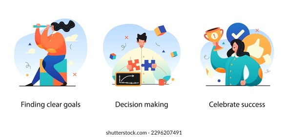 Ilustraciones de Business Concept. Mega set. Colección de escenas con hombres y mujeres participando en actividades empresariales. Ilustración del vector