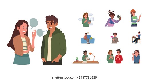 Business Concept illustrations. Mega set. Collection of scenes with men and women taking part in business activities. Vector illustration 
