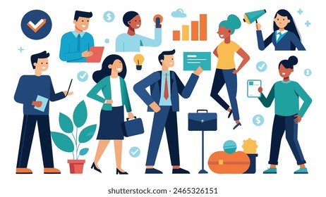 Business Concept illustrations mega set collection of scenes with men and women