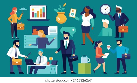 Business Concept illustrations mega set collection of scenes with men and women