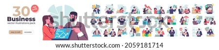 Business Concept illustrations. Mega set. Collection of scenes with men and women taking part in business activities. Vector illustration