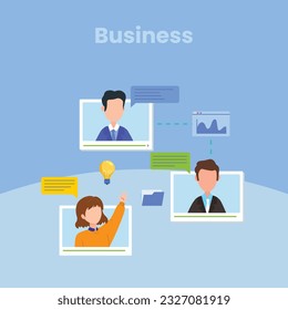 Ilustraciones de Business Concept. proceso empresarial, trabajo en equipo y gestión de recursos humanos. Colección de escenas con hombres y mujeres participando en actividades empresariales. Ilustración del vector	