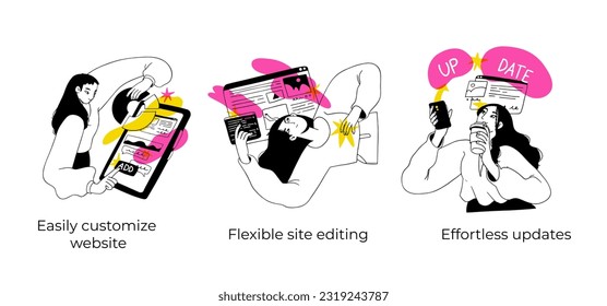 Ilustraciones de Business Concept. Escenas con hombres y mujeres participando en actividades empresariales. Ilustración del vector