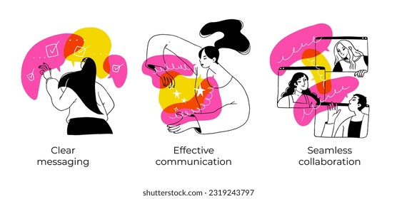 Business Concept illustrations. Scenes with men and women taking part in business activities. Vector illustration