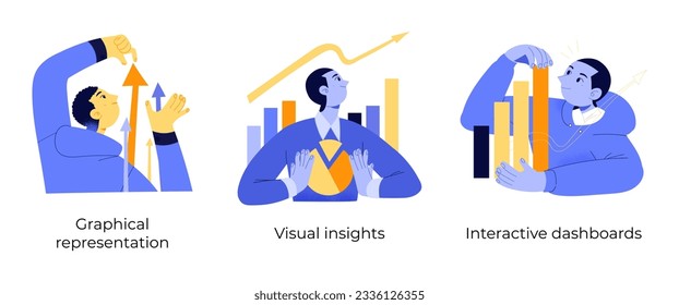 Business Concept illustrations. Scenes with men and women taking part in business activities. Vector illustration