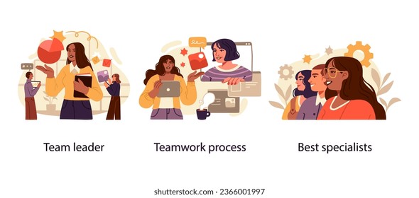 Business Concept illustrations. Scenes with men and women taking part in business activities. Vector illustration