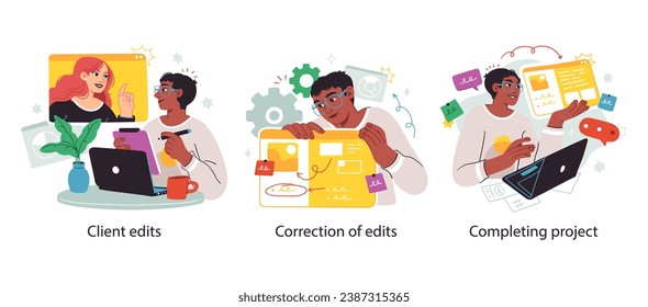Ilustraciones de Business Concept. Escenas con hombres y mujeres participando en actividades empresariales. Ilustración del vector