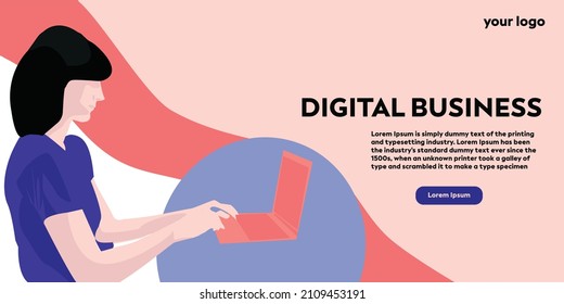 Business Concept illustrations women taking part in business activities. banner Vector illustration  
